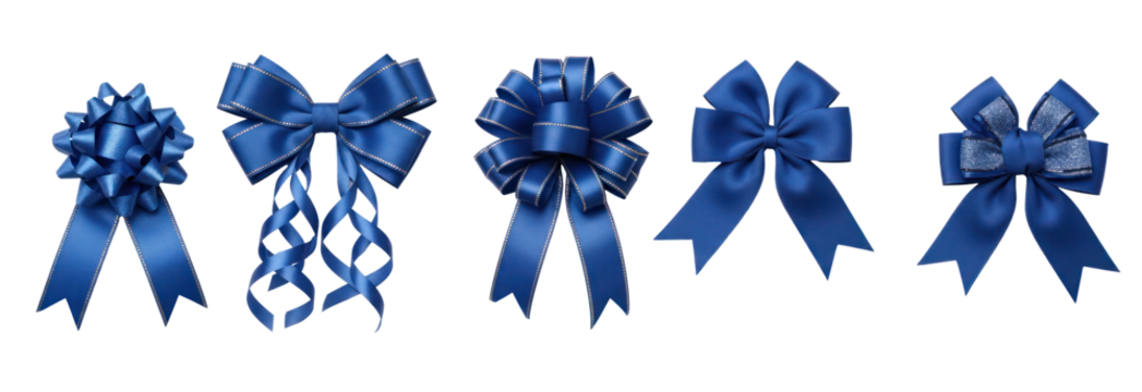 Blue decorative bows on a white background. - Powered by Adobe