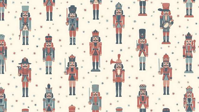 Nutcracker Soldiers Pattern Festive Christmas Holiday Design.