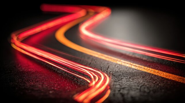 A roadway illuminated by red and yellow lights signifying ai token economics roadmap concept for guidance