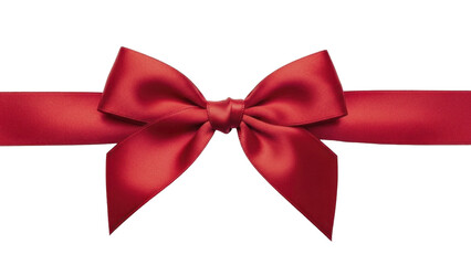 Fototapeta premium Red satin gift bow and ribbon for festive occasions, on a transparent background, PNG image, PNG file