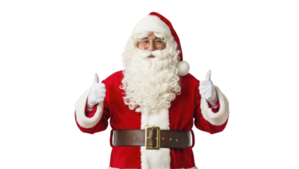 Cheerful Santa Claus Expressing Approval with Thumbs Up on a Transparent Background, PNG File