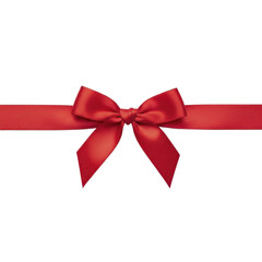  Festive Red Satin Ribbon Bow for Christmas Gift Wrapping, on a Transparent Background PNG Image