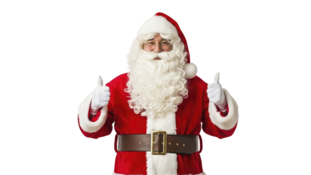 Cheerful Santa Claus Expressing Approval with Thumbs Up on a Transparent Background, PNG File