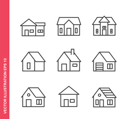 Home icon. Outline icons collection. Editable stroke.