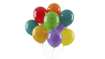 Colorful celebration balloons bundle on a transparent background, PNG image, PNG file
