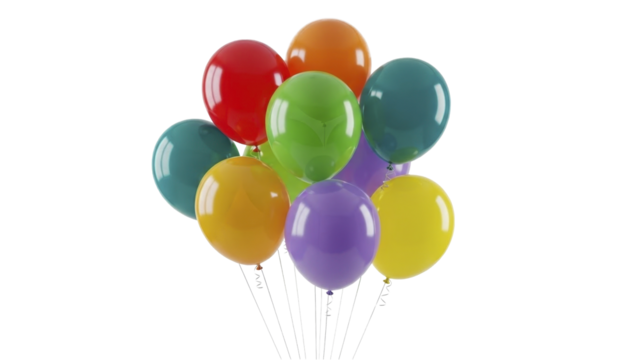 Colorful celebration balloons bundle on a transparent background, PNG image, PNG file