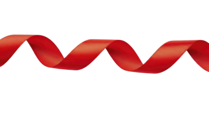  Christmas red satin ribbon curl on a transparent background, PNG image, PNG file