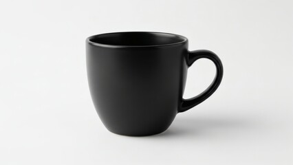 Obraz premium Matte black ceramic coffee cup on white background.