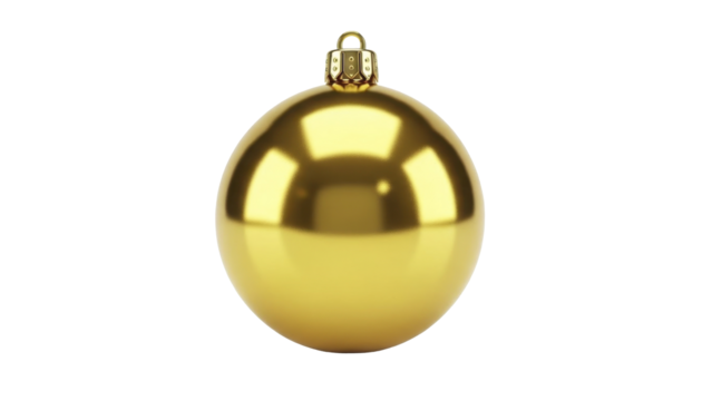 Shiny Gold Christmas Ball Ornament on a Transparent Background PNG image