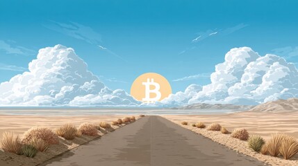 Road depicting a structured path in the context of a crypto trading roadmap showcasing market dynamics and trends