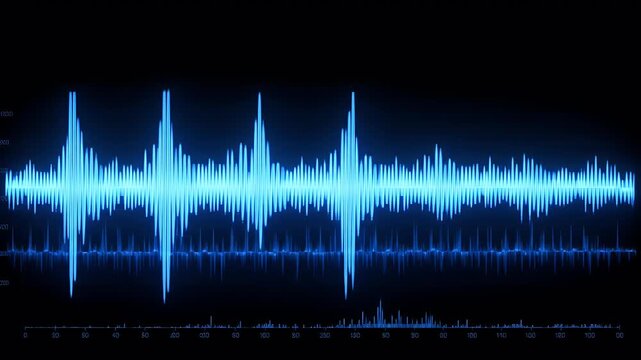 Blue Audio Waveform Monitor Screen Background Motion Graphic