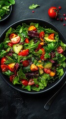 Fresh salad and cutlery