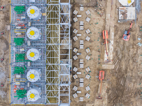 Petrochemical Plant Construction Site Aerial View
