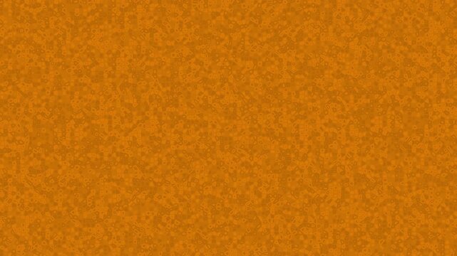 A subtle animated texture composed of shifting particle-like shapes that continuously move and disperse across a warm dark-orange background. The tiny geometric fragments fluctuate softly.