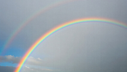 Obraz premium Captivating rainbows appear after rain nature landscape photography cloudy sky serene atmosphere