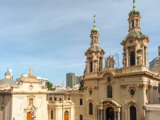 Obraz premium San Roque chapel and Basilica of San Francisco, in baroque style in downtown Buenos Aires, Argentina