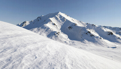 Winter adventure snowboarding on majestic mountain peaks alpine region aerial view nature's beauty