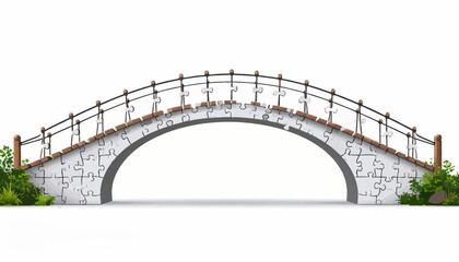 Puzzle Bridge Connecting Ideas and Concepts - Illustration of a Stone Arch Bridge