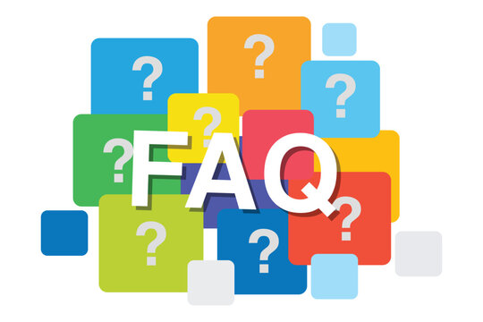 FAQ Typography Banner – Colorful Question Mark Icon Design for Help Center, Support Page, and Information Section