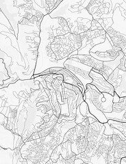 Kigali City Map. Minimalist black and  white line art poster for printing, wallpaper, wall art, and map resources for home and office decor