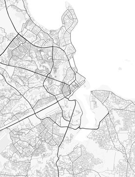 Dar es Salaam City Map. Minimalist black and  white line art poster for printing, wallpaper, wall art, and map resources for home and office decor