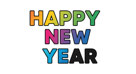 Happy New Year Colorful Typography Illustration for Holiday Celebrations