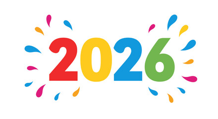Happy New Year 2026 celebration with colorful confetti and vibrant party elements