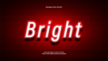 Bright Red Neon Text Effect on Brick Wall Background