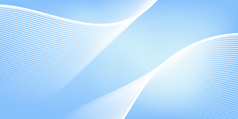Minimalist blue background with elegant white flowing lines. abstract wavy lines background.