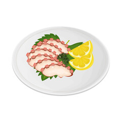 Vector Illustration logo Clip art Fresh Seafood Slices Octopus
