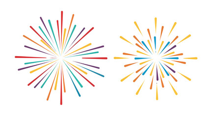 Obraz premium A set of two colorful firework burst illustrations, ideal for festive celebrations, party invitations, and holiday design elements