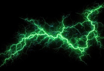 Green electric heart shape made of glowing energy lines on black background