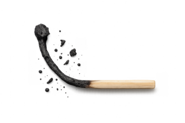 Burnt matchstick representing professional or emotional burnout concept
