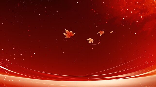 Wallpaper illustration background in abstract light , team main colors red and white and maple leaves for football soccer sports