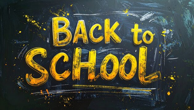 Back to School text on a chalkboard, symbolizing education and learning.