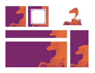 Chinese New Year 2026 web social media templates horse elements various sizes pink orange