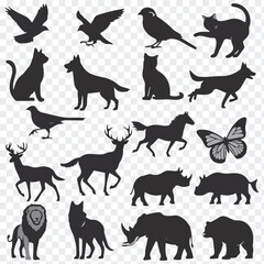 Collection of animal silhouettes vector illustration for design project