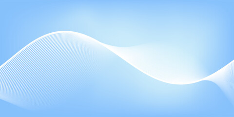 Minimalist blue background with elegant white flowing lines. abstract wavy lines background.
