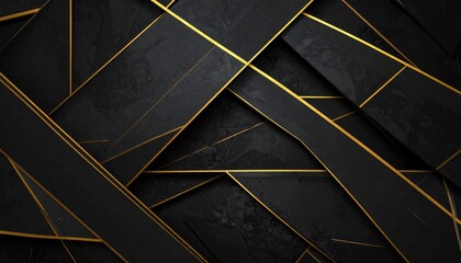 A stunning, abstract composition featuring a geometric design, meticulously crafted with overlapping dark and gold lines that exudes a sense of sophistication and luxury.