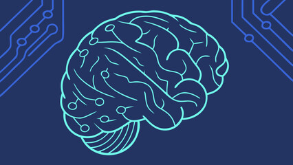 Vector illustration of a human brain for technology concept designs related to intelligence, neurology, and the digital mind