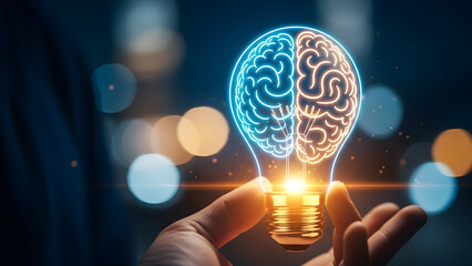 light bulb in human hand