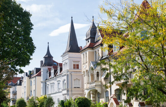 Munich Residential Buildings with Spires Autumn