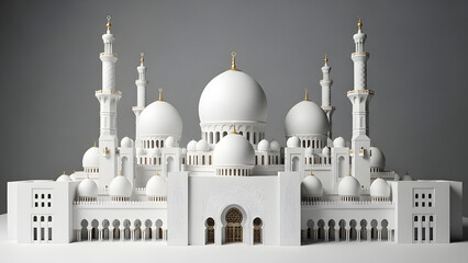 Elegant White Mosque Architectural Model