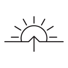 Sunrise or sunset symbol icon line art
