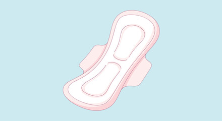 A clear and simple vector illustration of a feminine hygiene sanitary napkin with wings for menstruation period protection.