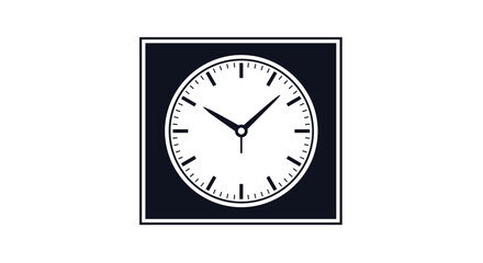 A classic and elegant square wall clock with a white round face and black frame showing the time at ten past ten.