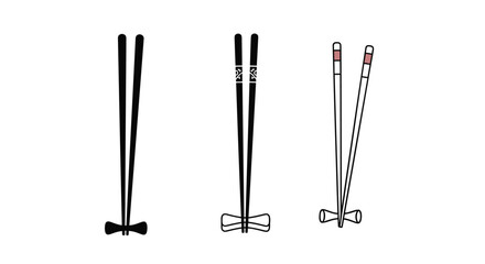 A collection of three different styles of Asian chopsticks with their rests including simple black and decorated designs.