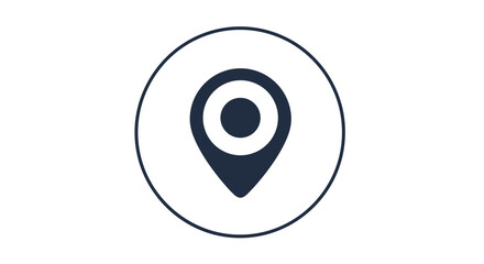 A simple and clean dark blue location pin or map marker icon inside a thin circle for navigation and GPS applications.