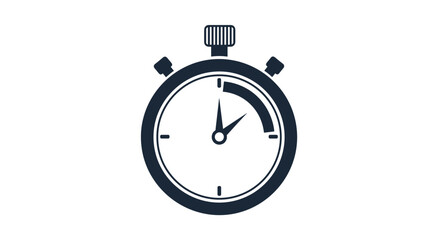 A simple dark blue icon of a classic analog stopwatch or timer used for measuring time intervals in sports or work.