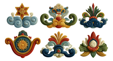 Glossy Celestial Symbols for New Year Celebrations and Fortune Representations